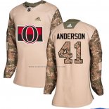 Camiseta Hockey Mujer Ottawa Senators Craig Anderson Autentico 2017 Veterans Day Camuflaje