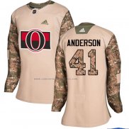 Camiseta Hockey Mujer Ottawa Senators Craig Anderson Autentico 2017 Veterans Day Camuflaje
