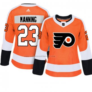 Camiseta Hockey Mujer Philadelphia Flyers Brandon Manning Autentico Jugador Naranja