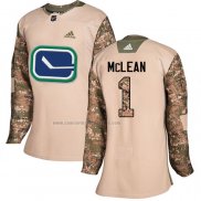 Camiseta Hockey Mujer Vancouver Canucks Kirk Mclean Autentico 2017 Veterans Day Camuflaje