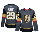 Camiseta Hockey Mujer Vegas Golden Knights Marc Andre Fleury Primera Autentico Jugador Gris