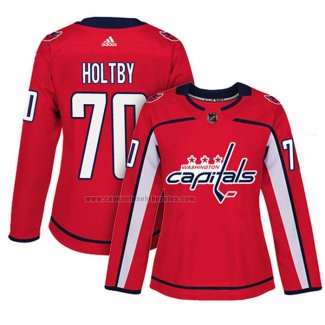 Camiseta Hockey Mujer Washington Capitals Braden Holtby Primera Autentico Jugador Rojo