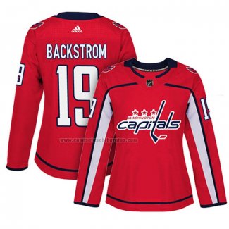 Camiseta Hockey Mujer Washington Capitals Nicklas Backstrom Primera Autentico Jugador Rojo