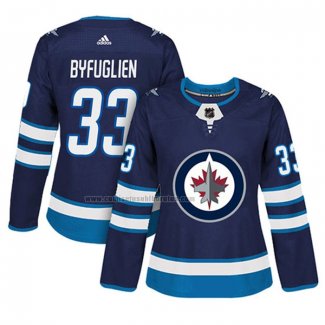 Camiseta Hockey Mujer Winnipeg Jets Dustin Byfuglien Primera Autentico Jugador Azul