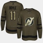 Camiseta Hockey New Jersey Devils Brian Boyle 2018 Salute To Service Verde Militar