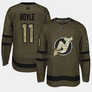 Camiseta Hockey New Jersey Devils Brian Boyle 2018 Salute To Service Verde Militar