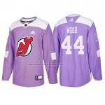 Camiseta Hockey New Jersey Devils Miles Wood 2018 Fights Cancer Violeta