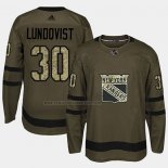 Camiseta Hockey New York Rangers Henrik Lundqvist 2018 Salute To Service Verde Militar