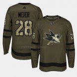 Camiseta Hockey San Jose Sharks Timo Meier 2018 Salute To Service Verde Militar
