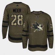 Camiseta Hockey San Jose Sharks Timo Meier 2018 Salute To Service Verde Militar