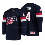 Camiseta Hockey USA Cam York 2018 IIHF World Championship Jugador Azul