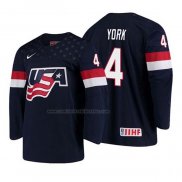 Camiseta Hockey USA Cam York 2018 IIHF World Championship Jugador Azul