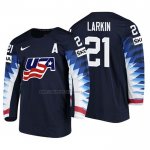 Camiseta Hockey USA Dylan Larkin 2018 IIHF World Championship Jugador Negro