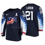 Camiseta Hockey USA Dylan Larkin 2018 IIHF World Championship Jugador Negro