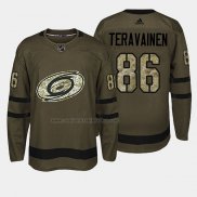 Camiseta Hockey Carolina Hurricanes Teuvo Teravainen 2018 Salute To Service Verde Militar