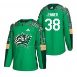Camiseta Hockey Columbus Blue Jackets Boone Jenner 2018 Dia de San Patricio Verde