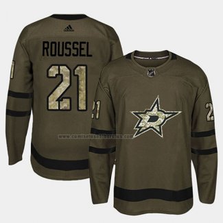 Camiseta Hockey Dallas Stars Antoine Roussel 2018 Salute To Service Verde Militar
