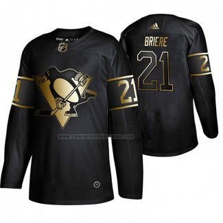 Camiseta Hockey Golden Edition Pittsburgh Penguins Michel Briere Retired Jugador Autentico Negro