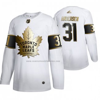 Camiseta Hockey Golden Edition Toronto Maple Leafs Frederik Andersen Limited Blanco