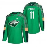 Camiseta Hockey Minnesota Wild Zach Parise 2018 Dia de San Patricio Verde