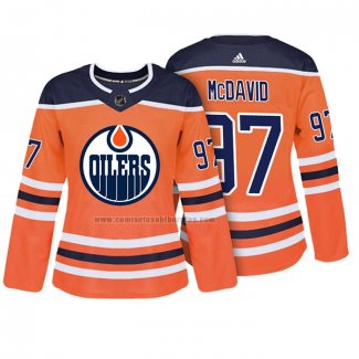 Camiseta Hockey Mujer Edmonton Oilers Connor Mcdavid Autentico Jugador Naranja