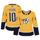 Camiseta Hockey Mujer Nashville Predators Colton Sissons Autentico Jugador Amarillo
