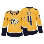 Camiseta Hockey Mujer Nashville Predators Ryan Ellis Autentico Jugador Amarillo