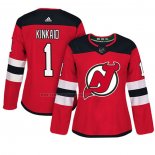 Camiseta Hockey Mujer New Jersey Devils Keith Kinkaid Autentico Jugador Rojo