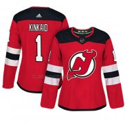 Camiseta Hockey Mujer New Jersey Devils Keith Kinkaid Autentico Jugador Rojo