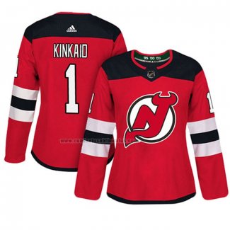 Camiseta Hockey Mujer New Jersey Devils Keith Kinkaid Autentico Jugador Rojo
