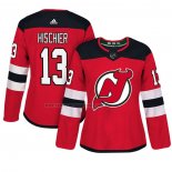 Camiseta Hockey Mujer New Jersey Devils Nico Hischier Autentico Jugador Rojo