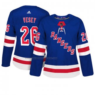 Camiseta Hockey Mujer New York Rangers Jimmy Vesey Autentico Jugador Azul