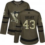 Camiseta Hockey Mujer Pittsburgh Penguins Conor Sheary 2018 Salute To Service Verde Militar