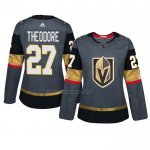 Camiseta Hockey Mujer Vegas Golden Knights Shea Theodore Primera Autentico Jugador Gris