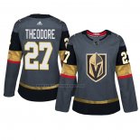 Camiseta Hockey Mujer Vegas Golden Knights Shea Theodore Primera Autentico Jugador Gris