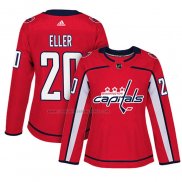 Camiseta Hockey Mujer Washington Capitals Lars Eller Primera Autentico Jugador Rojo