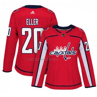 Camiseta Hockey Mujer Washington Capitals Lars Eller Primera Autentico Jugador Rojo