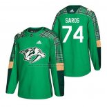 Camiseta Hockey Nashville Predators Juuse Saros 2018 Dia de San Patricio Verde