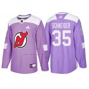 Camiseta Hockey New Jersey Devils Cory Schneider 2018 Fights Cancer Violeta