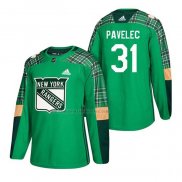 Camiseta Hockey New York Rangers Ondrej Pavelec 2018 Dia de San Patricio Verde