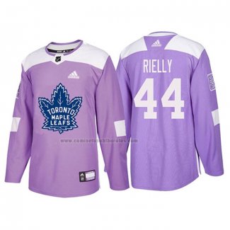 Camiseta Hockey Toronto Maple Leafs Morgan Rielly 2018 Fights Cancer Violeta