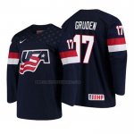 Camiseta Hockey USA Jonathan Gruden 2018 IIHF World Championship Jugador Azul