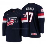 Camiseta Hockey USA Jonathan Gruden 2018 IIHF World Championship Jugador Azul