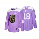 Camiseta Hockey Vegas Golden Knights James Neal Autentico 2018 Fights Cancer Violeta
