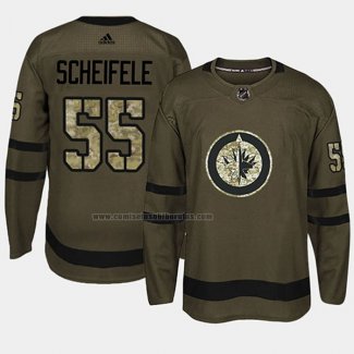 Camiseta Hockey Winnipeg Jets Mark Scheifele 2018 Salute To Service Verde Militar